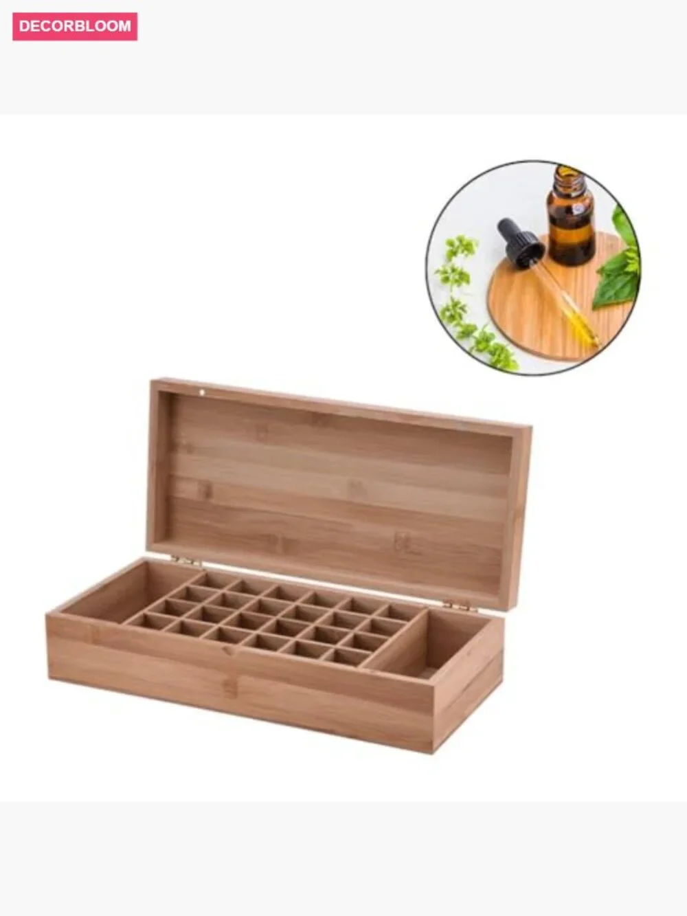 Essential Oil Wooden Storage Box Travel Case Holds 26 Bottles